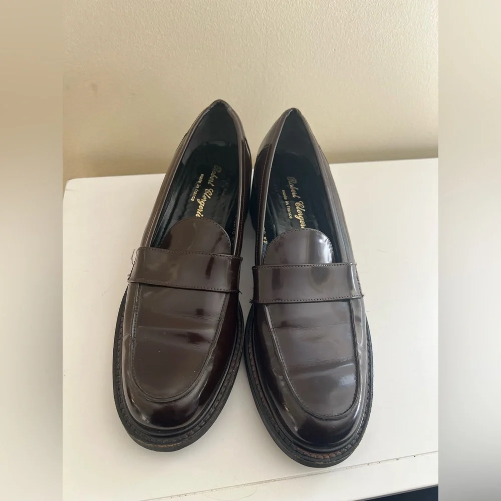 Robert Clergerie Dark Brown Chunky Heel Loafers - Picture 4 of 11